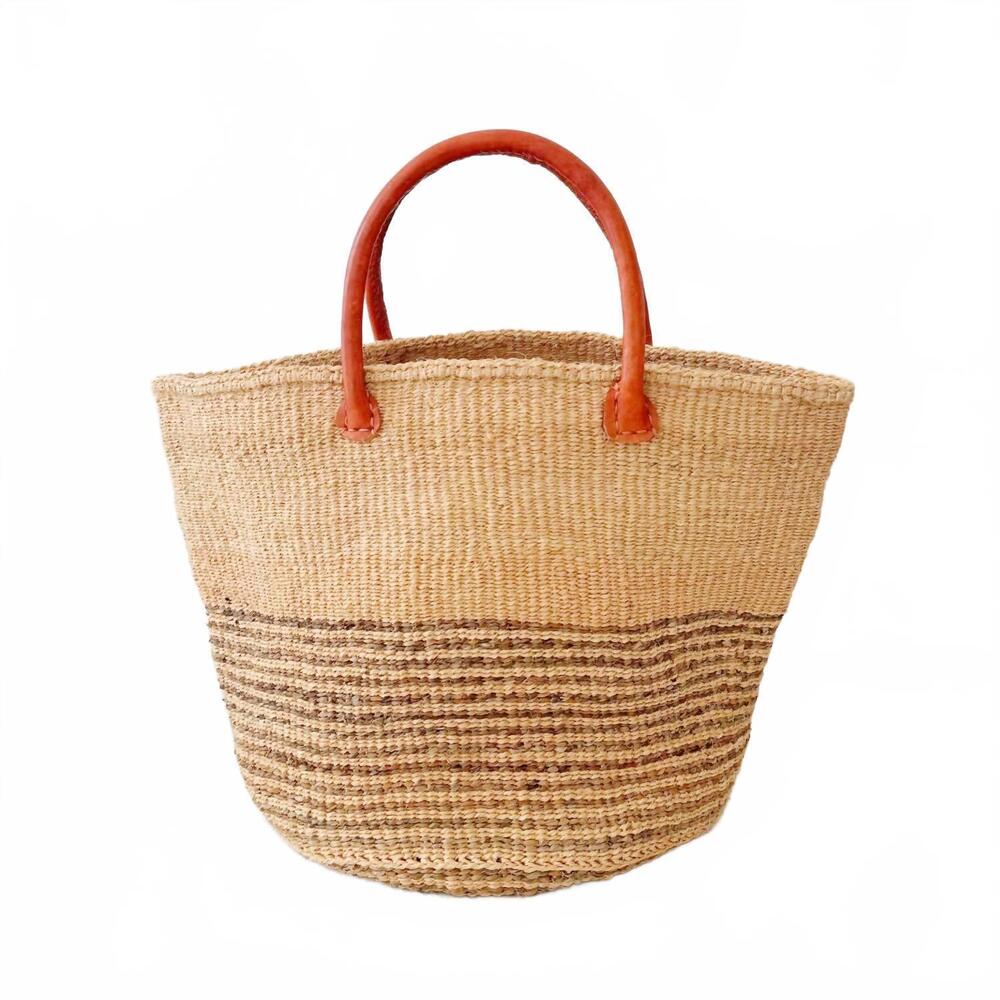 NEW AMSHA women's kazi tote in natural straw-colored (tan)
